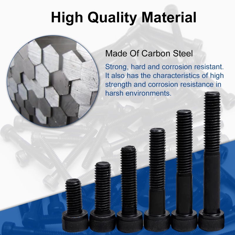 MroMax 50Pcs M3 x 30mm Socket Head Cap Screw Bolts, Grade 12.9 Alloy Steel, Black Oxide Finish, Metric Allen Hex Drive, Partially Thread, for Use in Various DIY Projects - Image 4